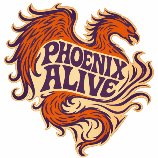 Phoenix Alive logo met gestileerde phoenix